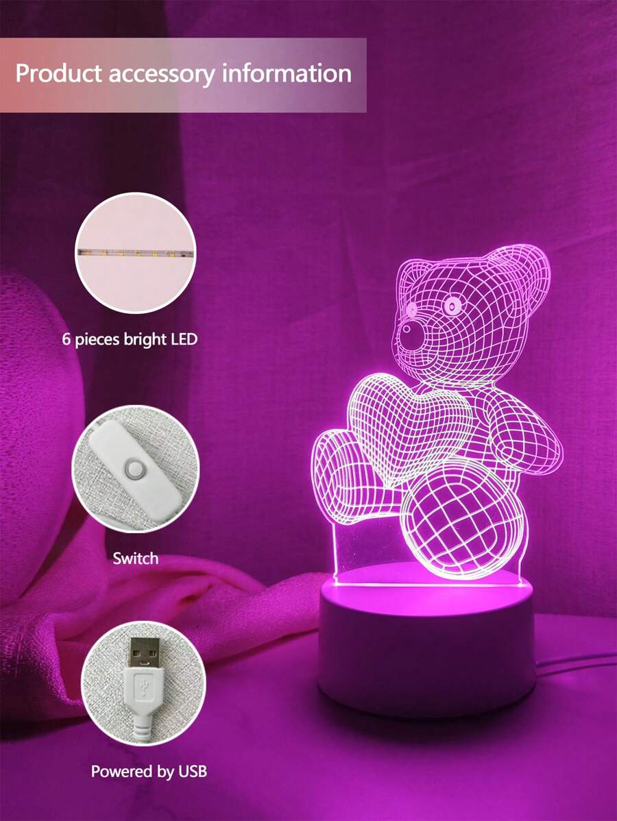 Glow Teddy Heart – for 3D Teddy Bear & Heart Acrylic Night Light
